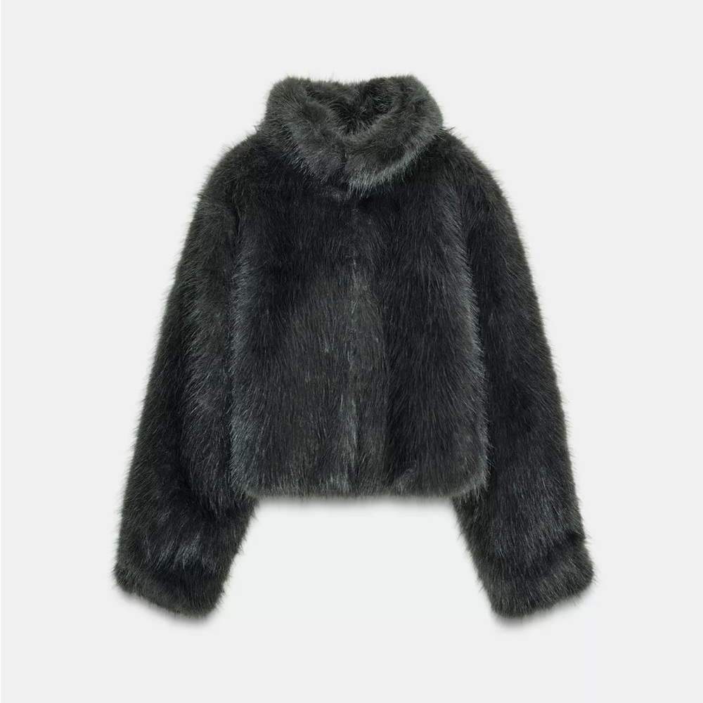 Zara FAUX FUR TOGGLE COAT